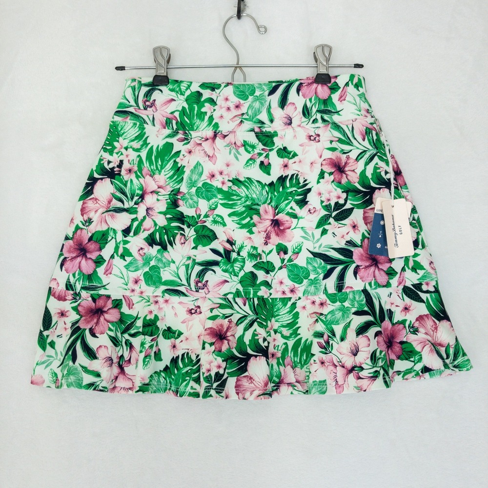 Tommy Bahama Skort Womens XS Green Floral Tropical Golf Tennis Ruffle Mini Skirt
